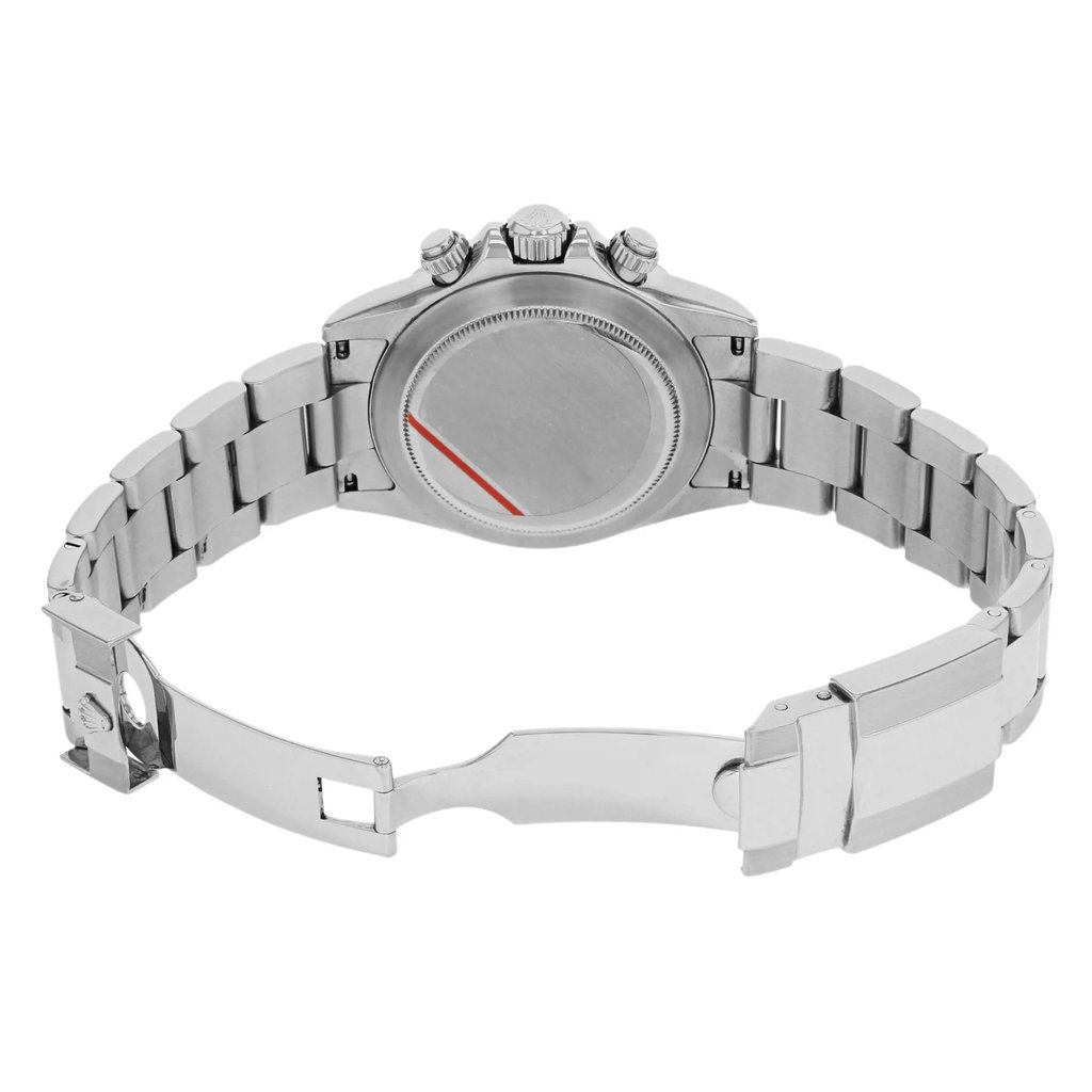 Back View Of Solid Back Case And Open Stainless Steel Band Of Rolex 116250 Watch Pre Owned Condition
