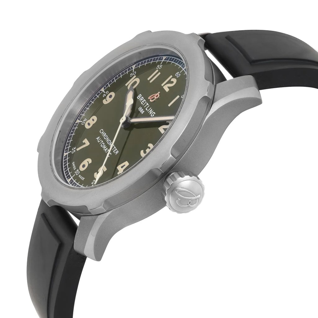 View Of Crown Facing Side Of Breitling  Breitling Navitimer Aviator Titanium Watch Pre Owned Condition
