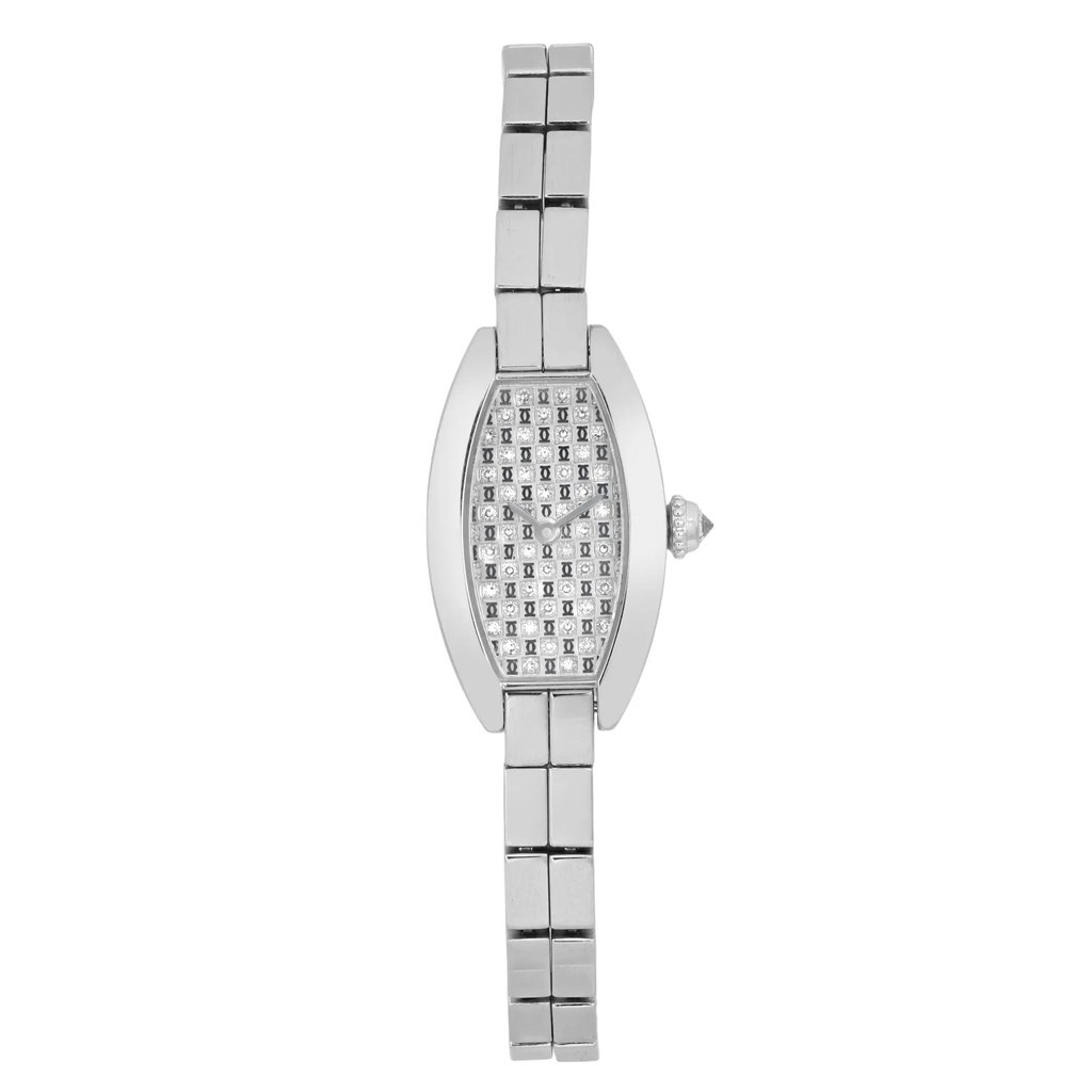 Front Full View Of Cartier WJ2002W3 White Gold Watch Pre Owned Condition Good