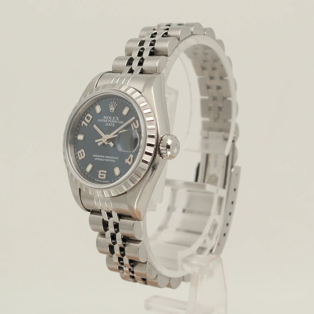 View Of Crown Facing Side Of Rolex 79240 Stainless Steel Watch Pre Owned Condition