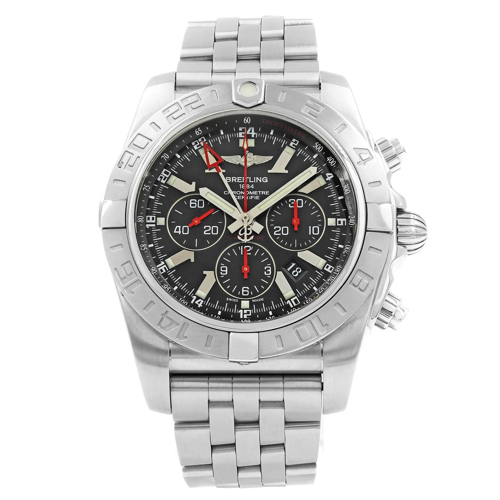 Front Full View Of Breitling AB041210/BB48-384A Stainless Steel Watch Pre Owned Condition {Product Condition}