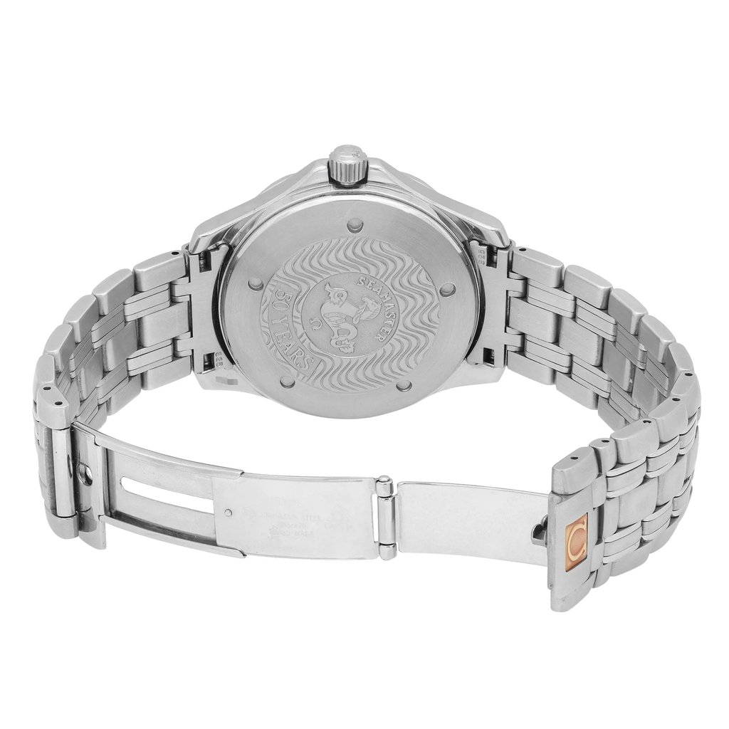 Back View Of Solid Back Case And Open Stainless Steel Band Of OMEGA 2534.50.00 Watch Pre Owned Condition