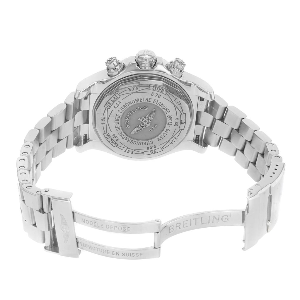 Back View Of {Caseback} Back Case And Open Stainless Steel Band Of Breitling A1337011/B973-135A Watch Pre Owned Condition