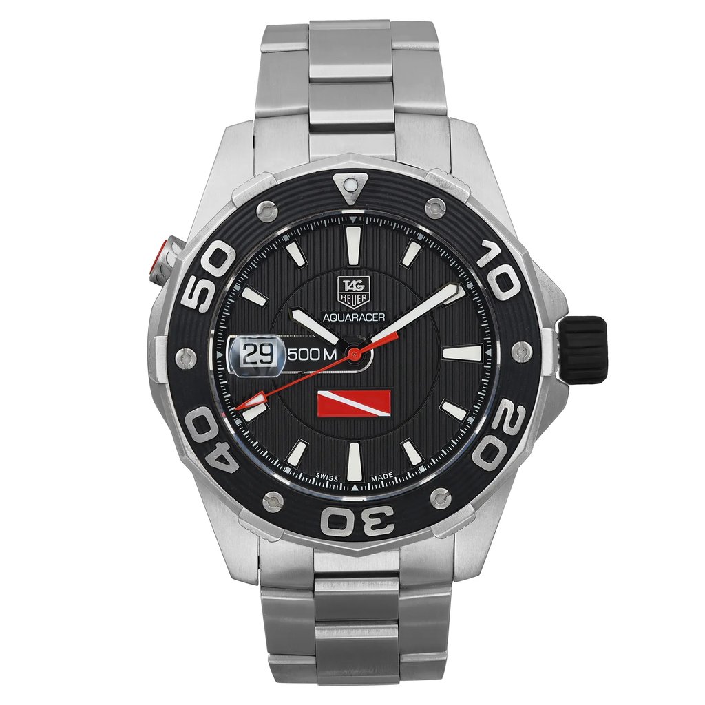 Front Full View Of TAG Heuer WAJ211A.BA0870 Stainless Steel Watch Pre Owned Condition Good