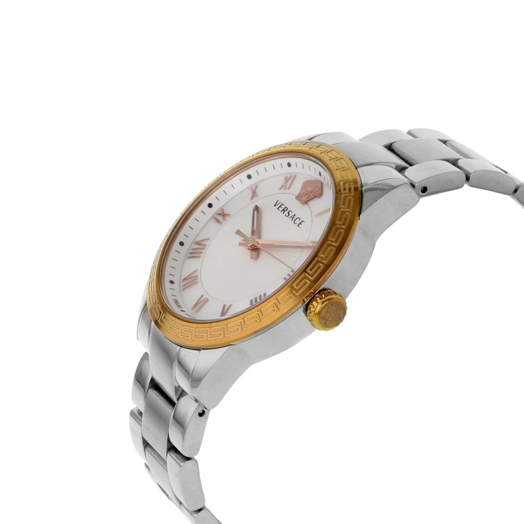 View Of Crown Facing Side Of Versace P6Q89FD002S099 Stainless Steel Watch Pre Owned Condition