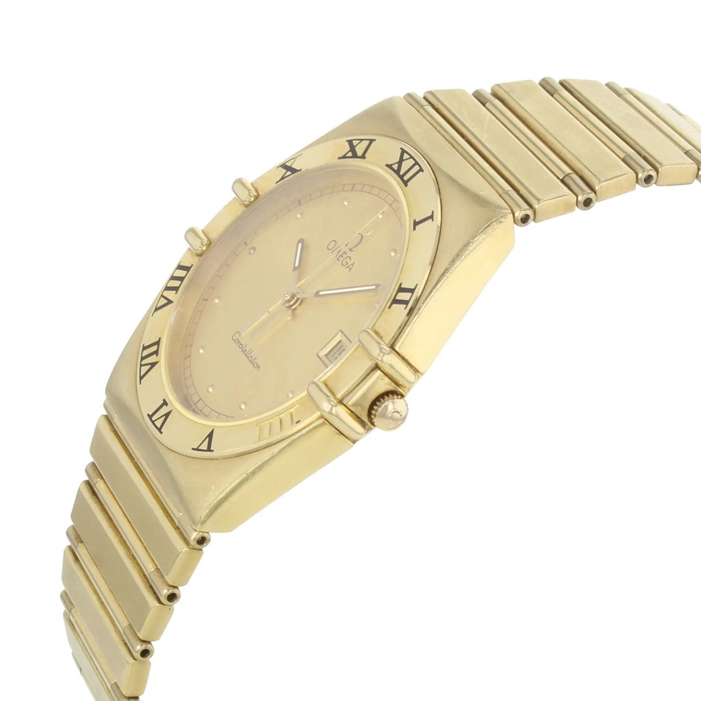 View Of Crown Facing Side Of OMEGA n/a Gold 18kt Watch Pre Owned Condition