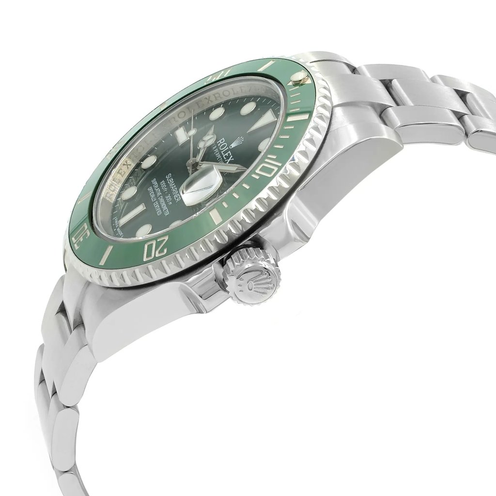 View Of Crown Facing Side Of Rolex 116610LV Stainless Steel Watch Pre Owned Condition