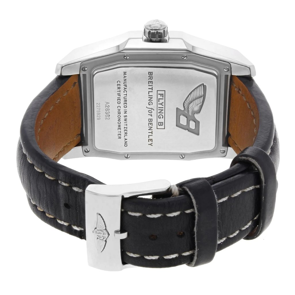 Back View Of {Caseback} Back Case And Closed Leather Band Of Breitling A2836212/B844-760P Watch Pre Owned Condition