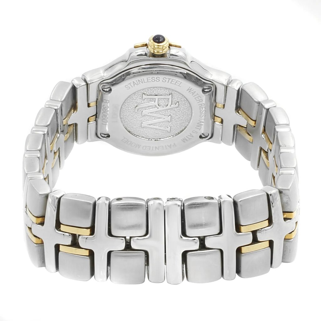 Back View Of {Caseback} Back Case And Closed Stainless Steel Band Of RAYMOND WEIL 9690/1 Watch Pre Owned Condition
