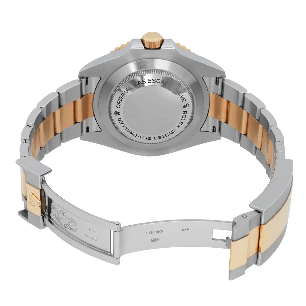 Back View Of Solid Back Case And Open Stainless Steel,Yellow Gold Band Of Rolex 126603 Watch Pre Owned Condition