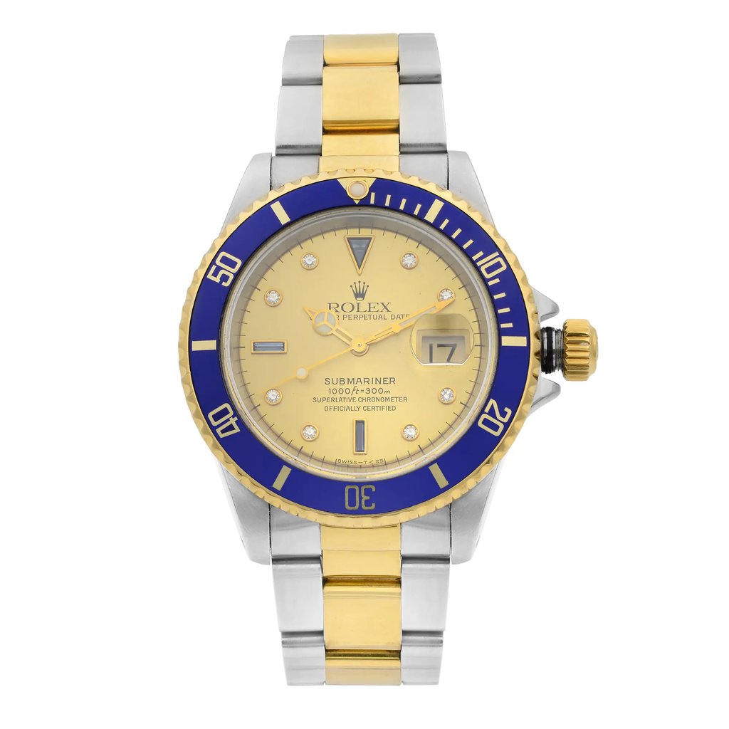 Front Full View Of Rolex 16613 Stainless Steel Watch Pre Owned Condition {Product Condition}