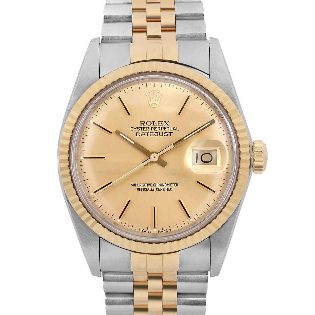 Up Close Front Facing Picture Of Rolex 16013 Stainless Steel Watch Pre Owned Condition