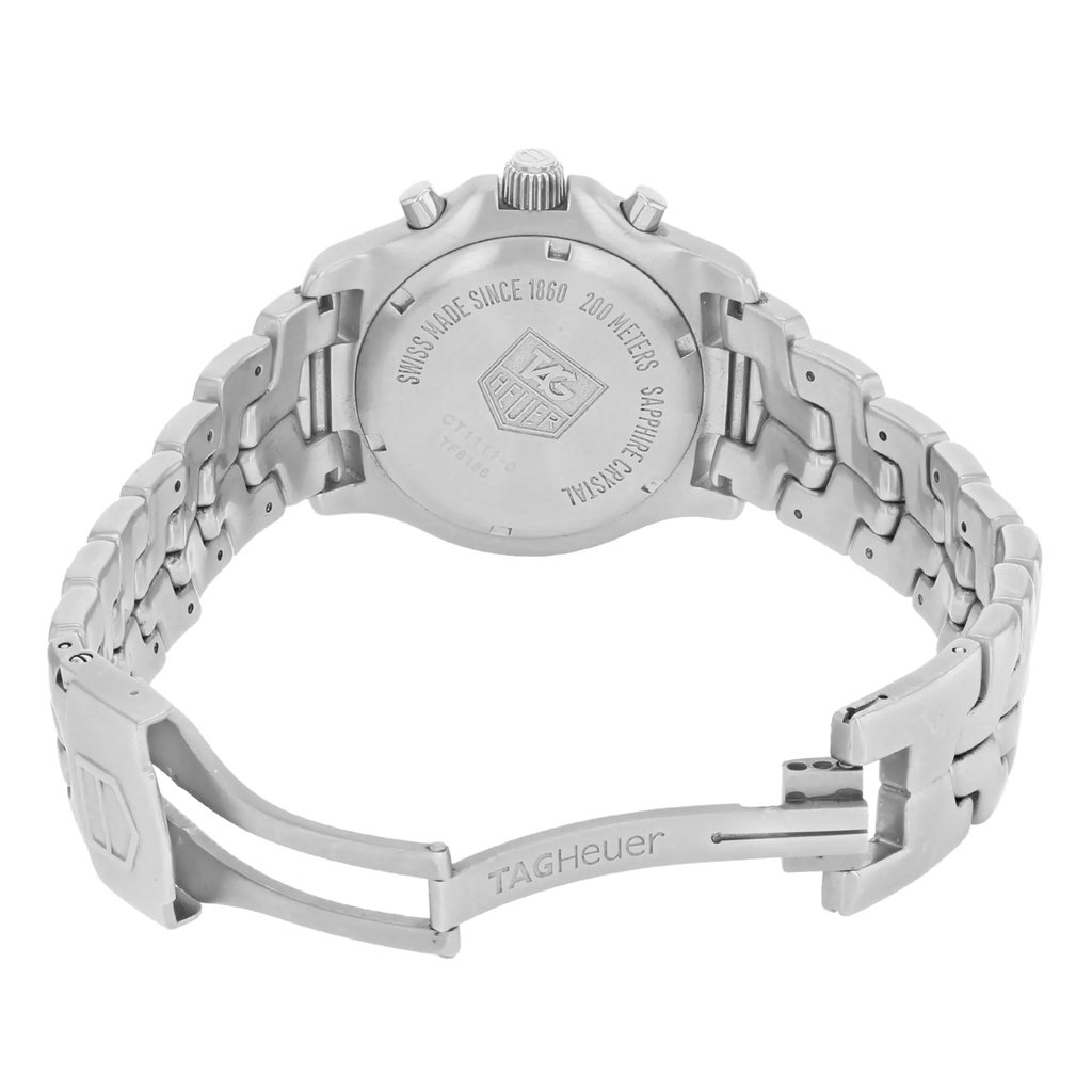 Back View Of {Caseback} Back Case And Open Stainless Steel Band Of TAG Heuer CT1111.BA0550 Watch Pre Owned Condition