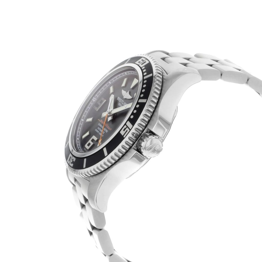 View Of Crown Facing Side Of Breitling A1739102/BA80-162A Stainless Steel Watch Display Model Condition