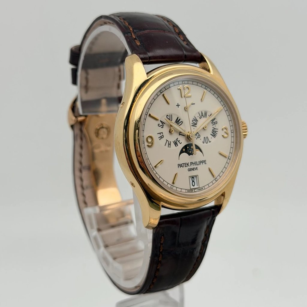 View Of Opposite Crown Facing Side Of Patek Philippe 5146J-001 Yellow Gold Watch Pre Owned Condition