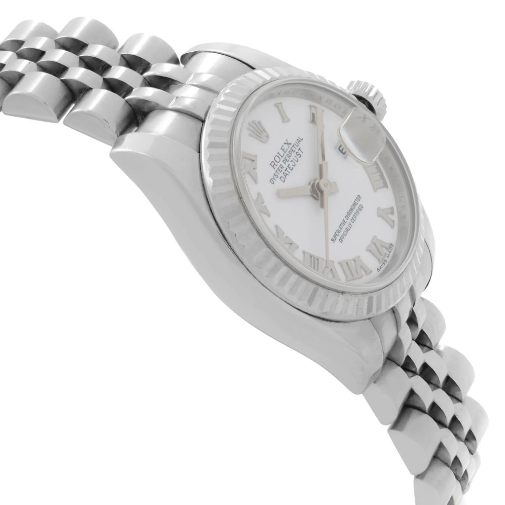View Of Opposite Crown Facing Side Of Rolex 179174 Stainless Steel Watch Pre Owned Condition