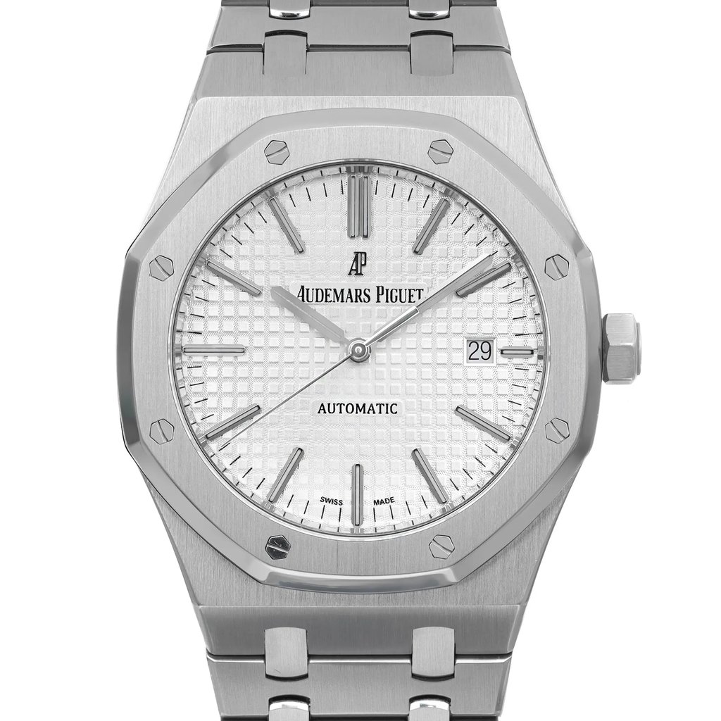 Up Close Front Facing Picture Of Audemars Piguet 15400ST {Case Material} Watch Pre Owned Condition