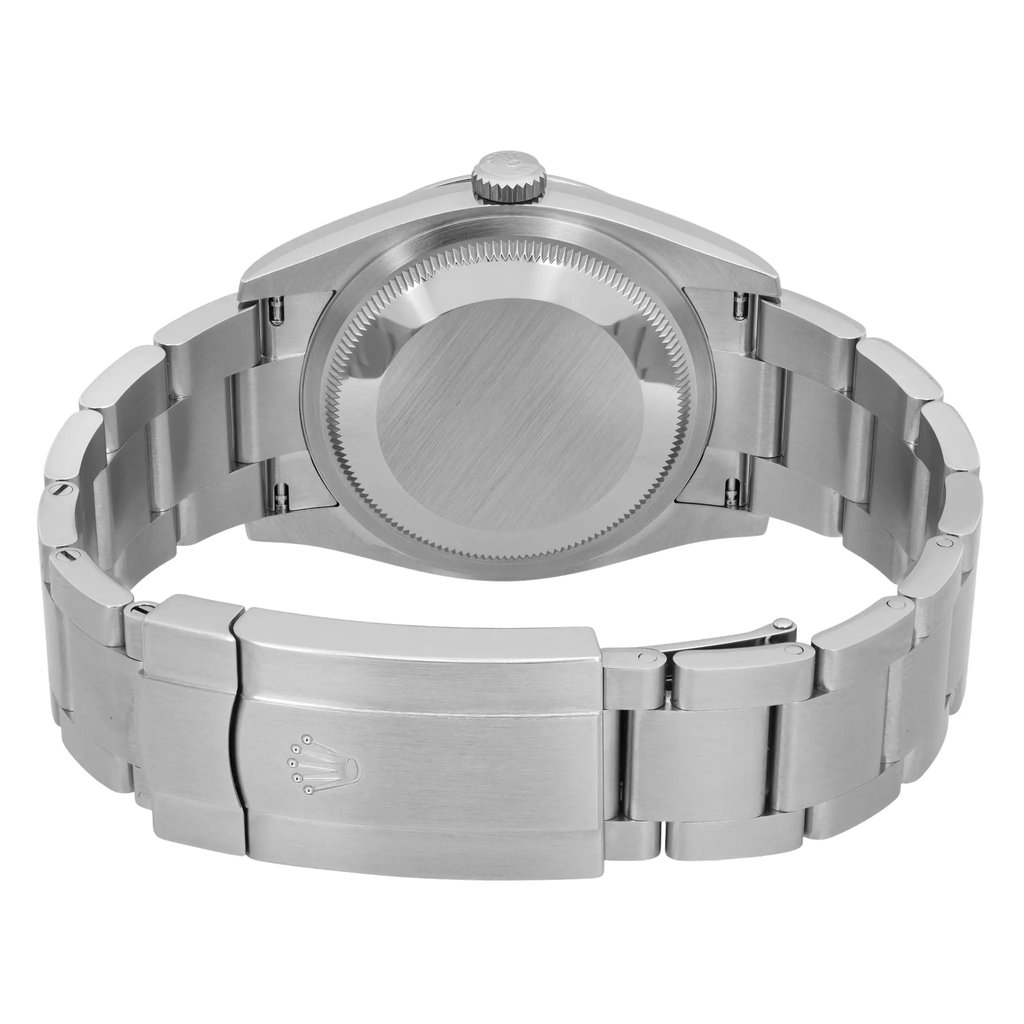 Back View Of Solid Back Case And Closed Stainless Steel Band Of Rolex 126000 Watch Unworn Condition