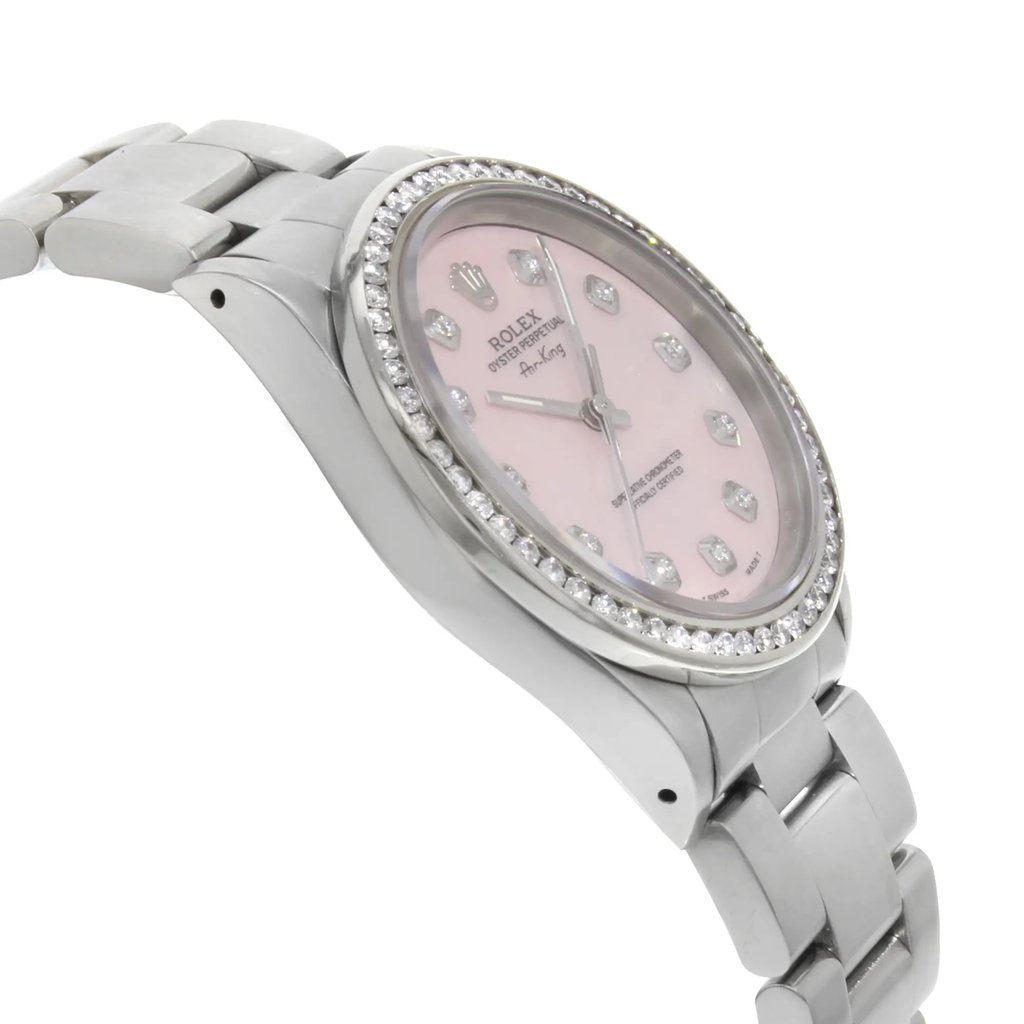 View Of Opposite Crown Facing Side Of Rolex 14000 Stainless Steel Watch Pre Owned Condition