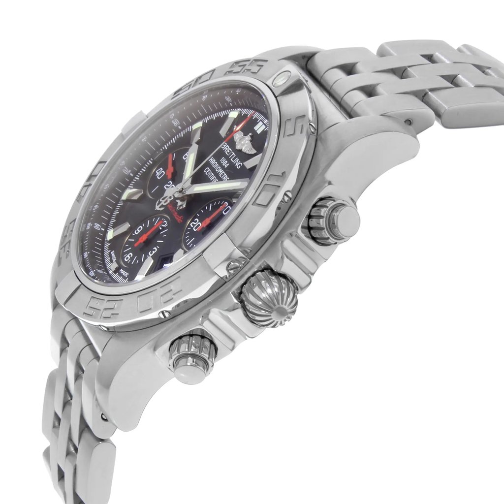 View Of Crown Facing Side Of Breitling AB011110/BA50-377A Stainless Steel Watch Display Model Condition