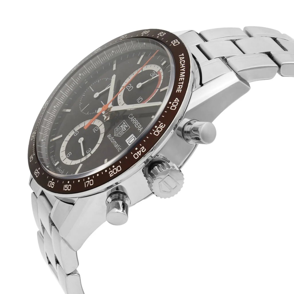 View Of Crown Facing Side Of TAG Heuer CV2013.BA0794 Stainless Steel Watch Pre Owned Condition