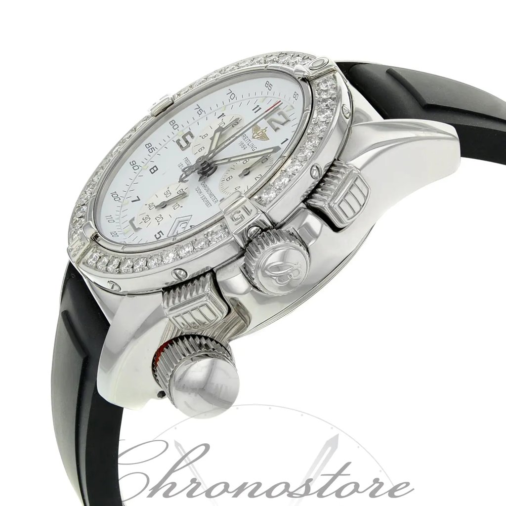 View Of Crown Facing Side Of Breitling A73321 Stainless Steel Watch Pre Owned Condition