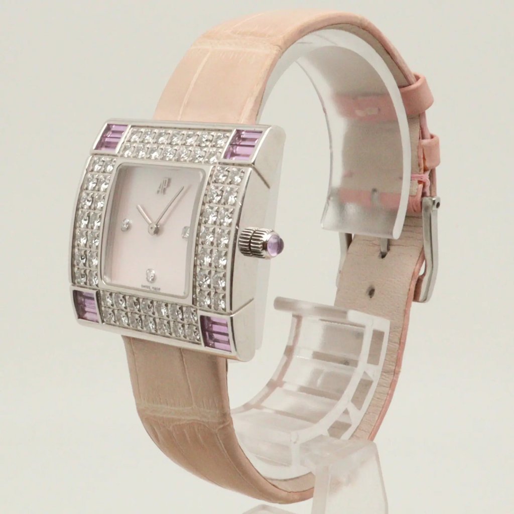 View Of Crown Facing Side Of Audemars Piguet 67455BC.ZF.A070MR.01 White Gold Watch Pre Owned Condition