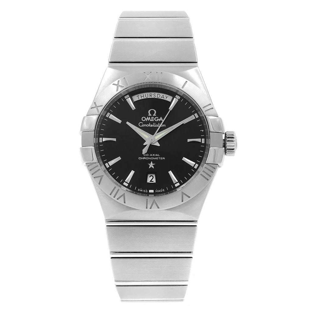 Front Full View Of OMEGA 123.10.38.22.01.001 Stainless Steel Watch Pre Owned Condition Good