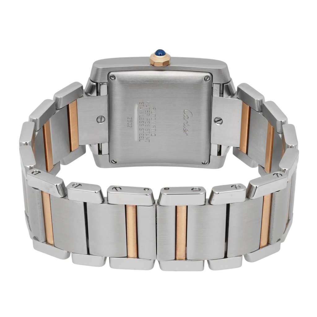 Back View Of Screwback Back Case And Closed Stainless Steel,Yellow Gold Band Of Cartier W51005Q4 Watch Pre Owned Condition
