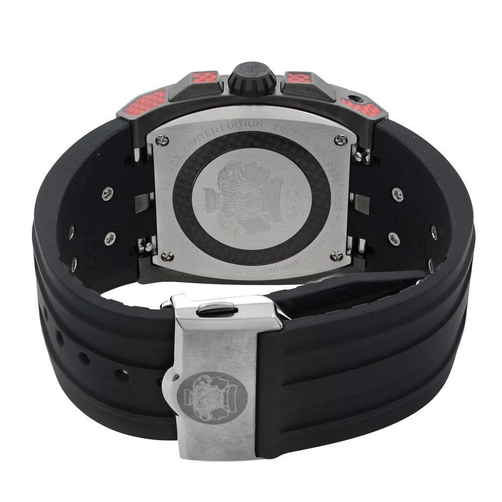 Back View Of Screwback Back Case And Closed Rubber Band Of Savoy D7204D.02D.RB12 Watch New With Defects Condition