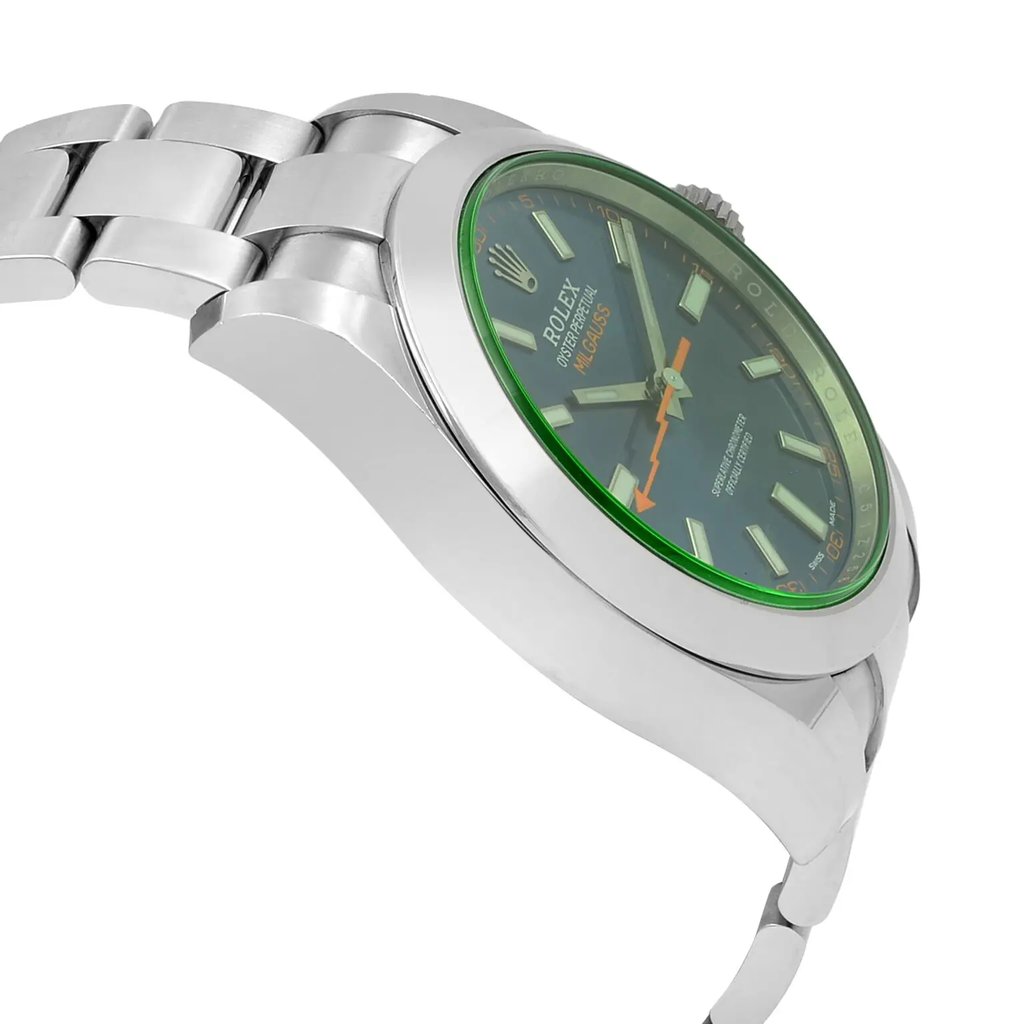 View Of Opposite Crown Facing Side Of Rolex 116400GV Stainless Steel Watch Pre Owned Condition