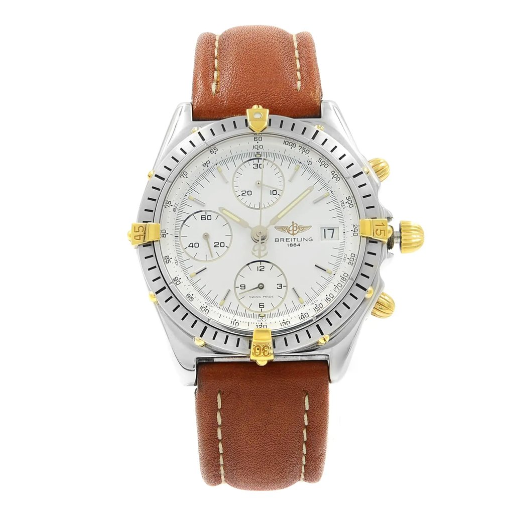 Front Full View Of Breitling B13048 Stainless Steel Watch Pre Owned Condition {Product Condition}
