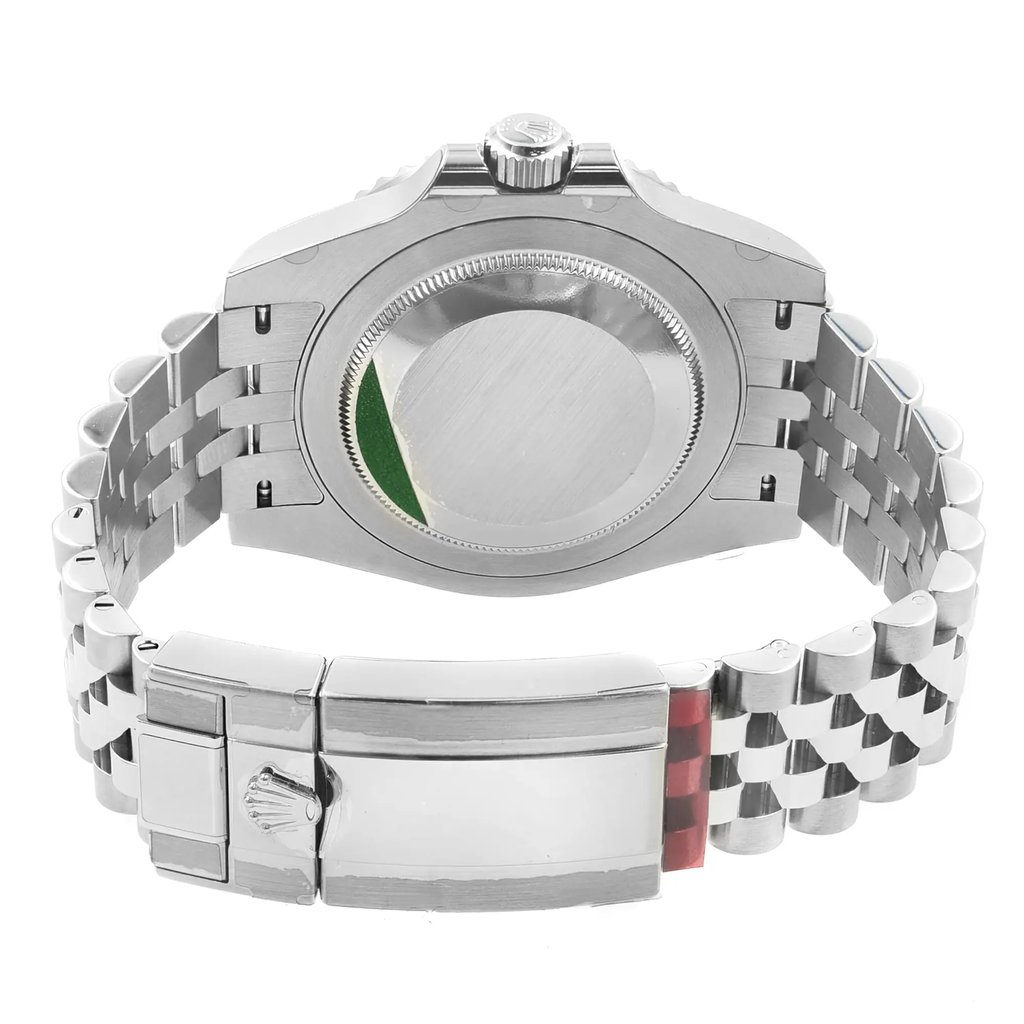 Back View Of {Caseback} Back Case And Closed Stainless Steel Band Of Rolex 126710BLNR Watch Unworn Condition