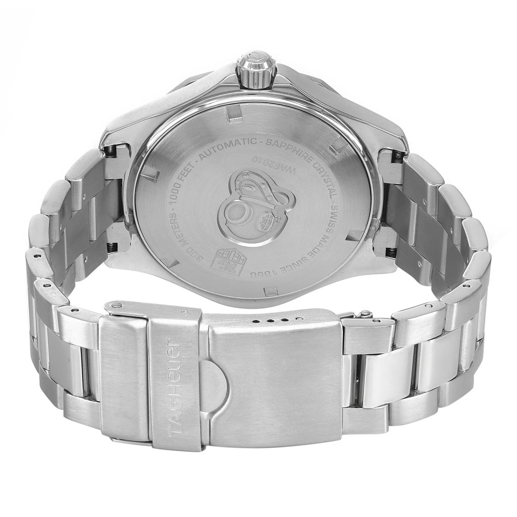 Back View Of Screwback Back Case And Closed Stainless Steel Band Of TAG Heuer WAF2010.BA0818 Watch Pre Owned Condition