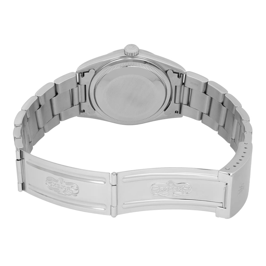 Back View Of Solid Back Case And Open Stainless Steel Band Of Rolex 16200 Watch Pre Owned Condition