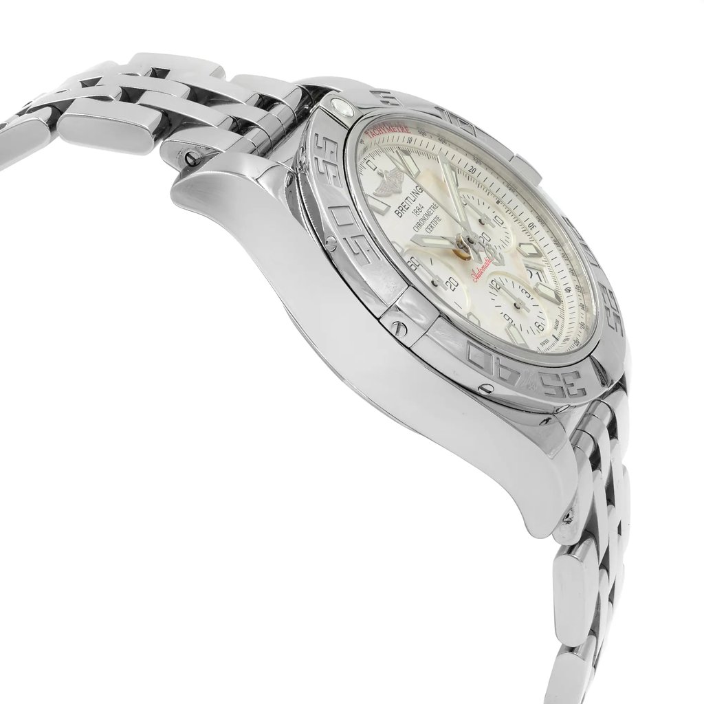View Of Opposite Crown Facing Side Of Breitling AB014012/G711-378A Stainless Steel Watch New With Defects Condition
