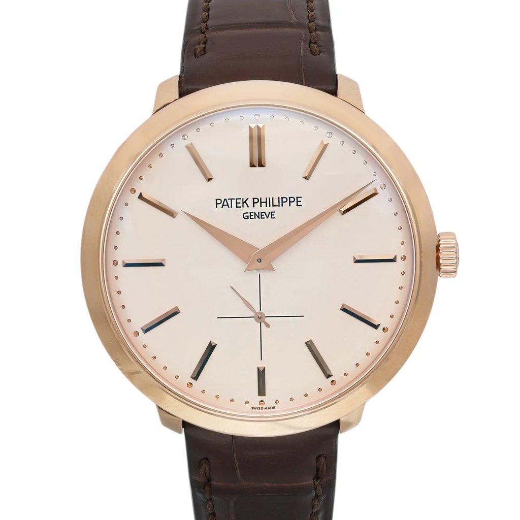 Up Close Front Facing Picture Of Patek Philippe 5123R-001 Rose Gold Watch Pre Owned Condition