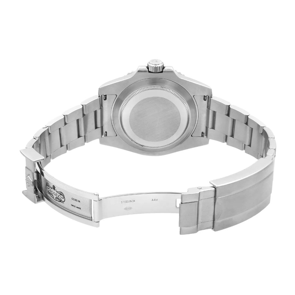 Back View Of Screwback Back Case And Open Stainless Steel Band Of Rolex 116610 Watch Pre Owned Condition