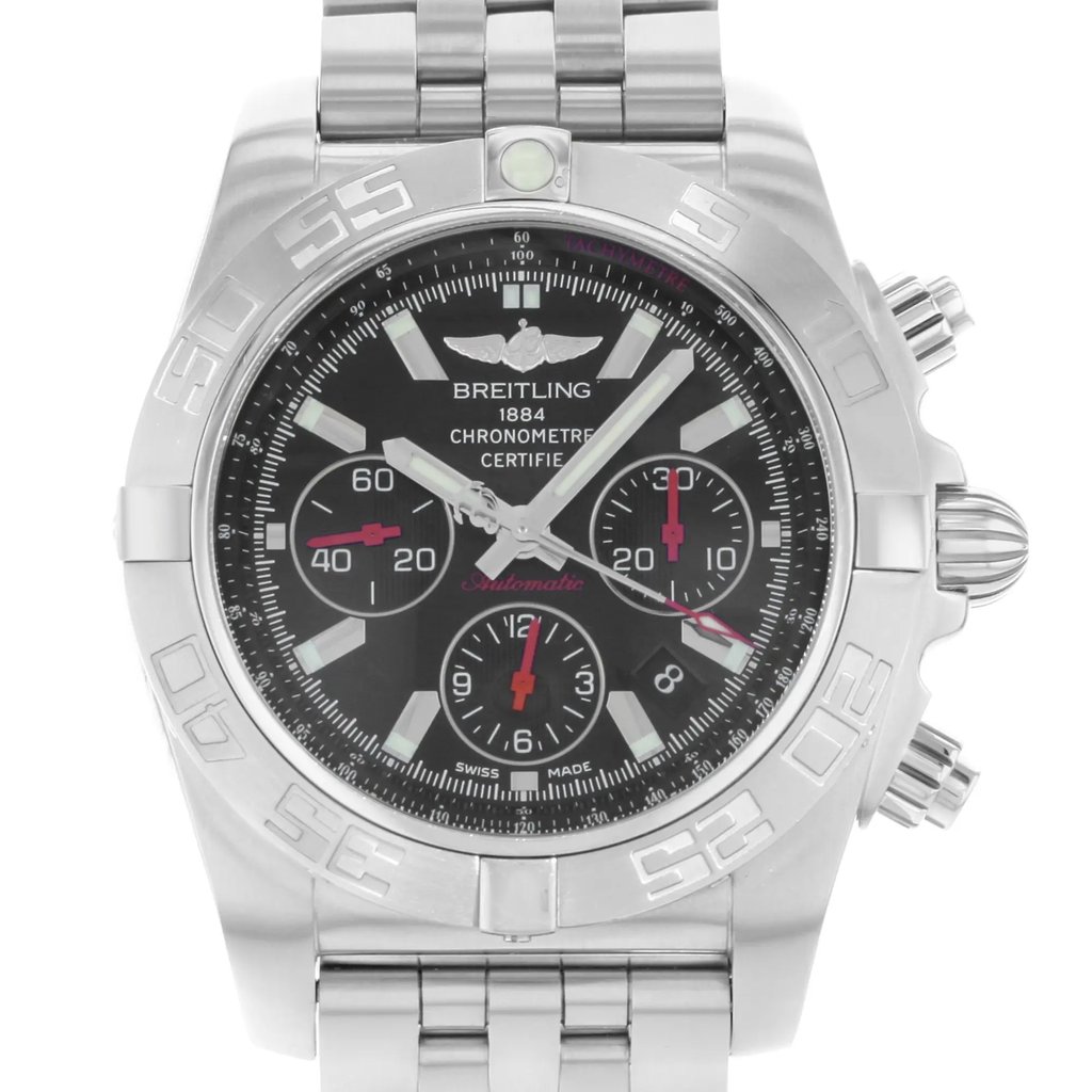 Up Close Front Facing Picture Of Breitling AB011110-BA50SS Stainless Steel Watch Pre Owned Condition