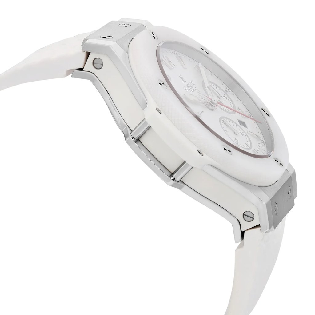 View Of Opposite Crown Facing Side Of Hublot 301.SE.230.RW Stainless Steel Watch Display Model Condition