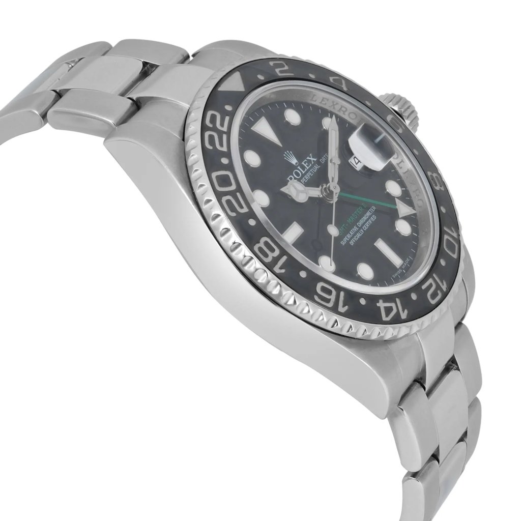 View Of Opposite Crown Facing Side Of Rolex 116710LN Stainless Steel Watch Pre Owned Condition