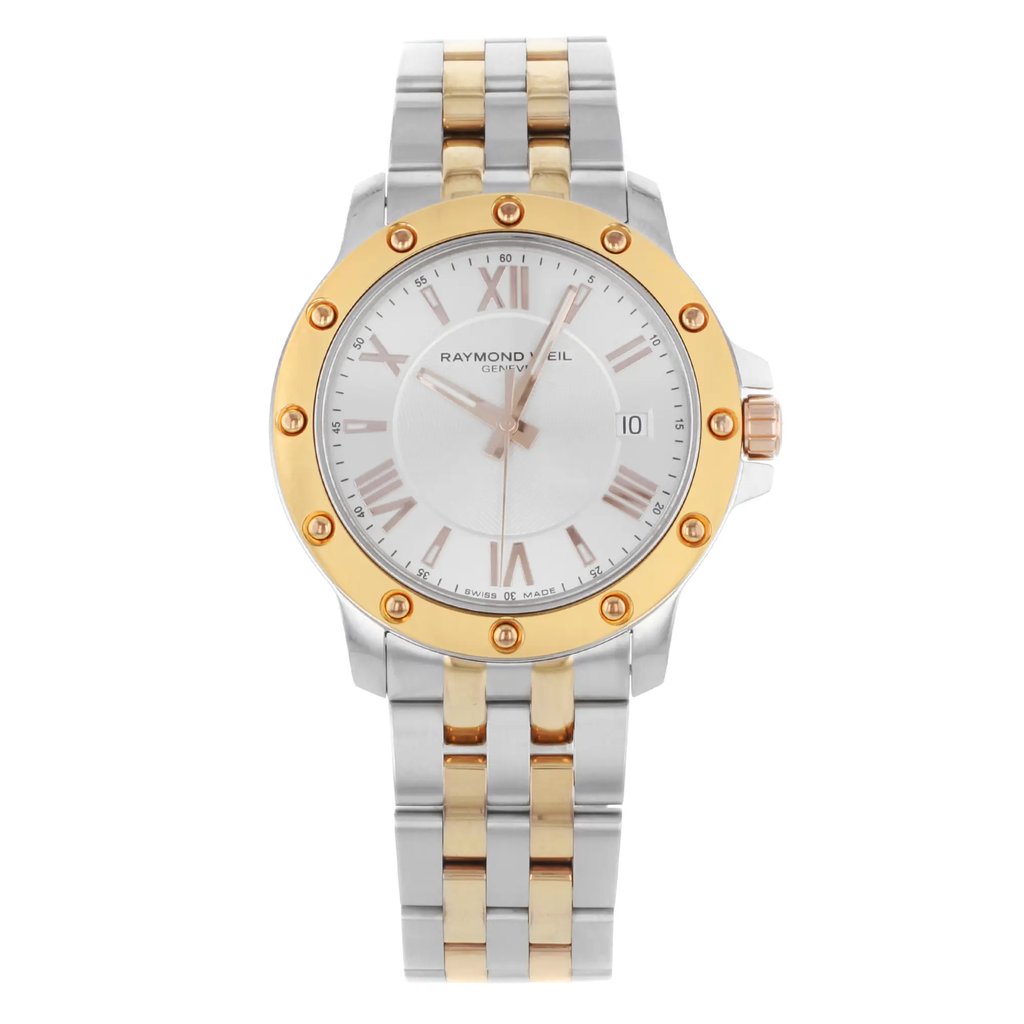 Front Full View Of RAYMOND WEIL 5599-SP5-00657 Stainless Steel Watch Pre Owned Condition {Product Condition}