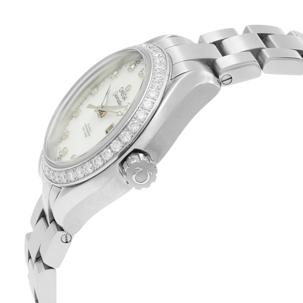 View Of Crown Facing Side Of OMEGA 231.15.34.20.55.001 Stainless Steel Watch Pre Owned Condition