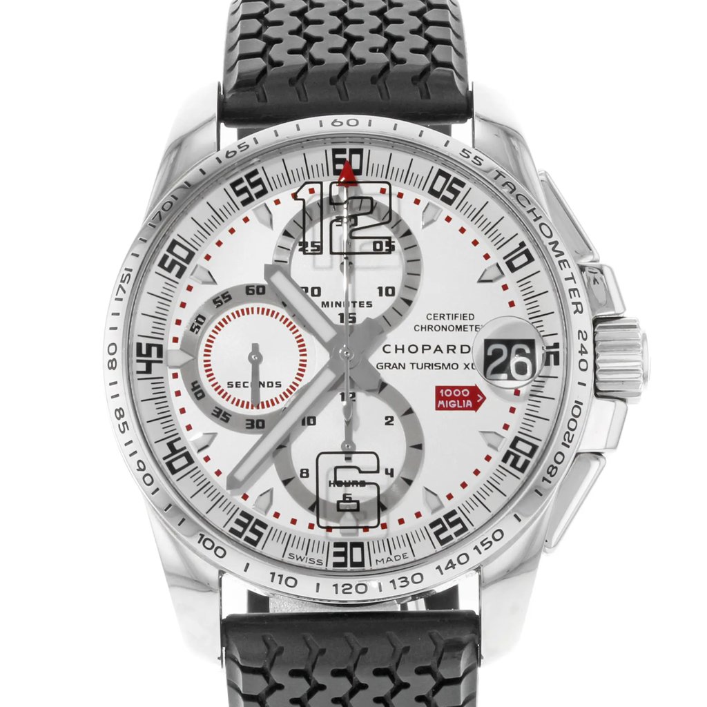 Up Close Front Facing Picture Of Chopard 168459-3009 Stainless Steel Watch Pre Owned Condition