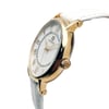 An image of a Wristwatch by Hanowa. This Unworn item is designed for Women, featuring a Casual style. It has a Quartz movement and an Analog display with a White dial color. The indices include 12-Hour Dial,Roman Numerals. The band is made of Leather and the case is made of Stainless Steel. The watch has a Round shape with a case size of 36 mm and a case thickness of 9 mm.