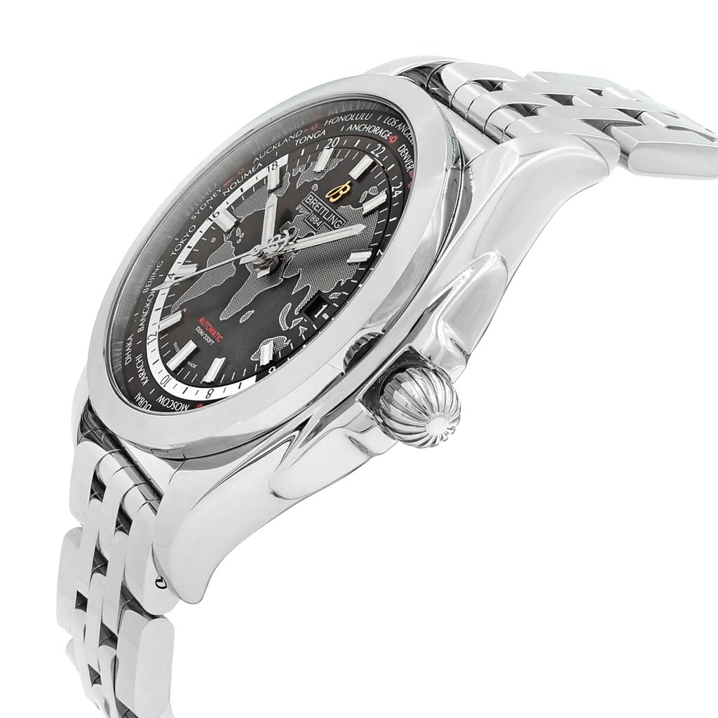 View Of Crown Facing Side Of Breitling WB3510U4/BD94-375A Stainless Steel Watch Display Model Condition