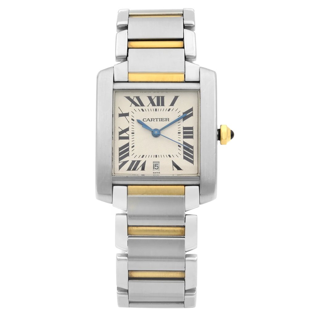 Front Full View Of Cartier W51005Q4 Stainless Steel Watch Pre Owned Condition {Product Condition}