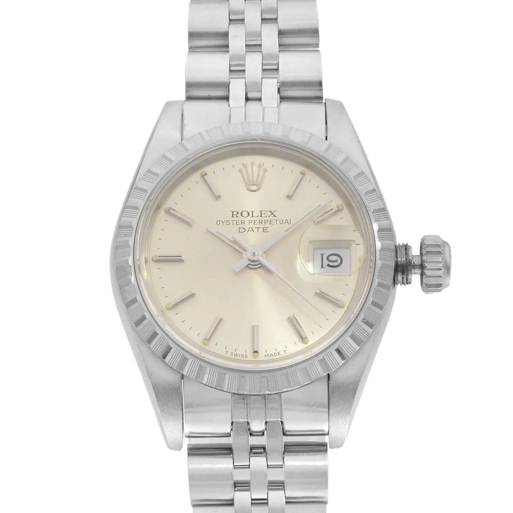 Up Close Front Facing Picture Of Rolex 69240 Stainless Steel Watch Pre Owned Condition
