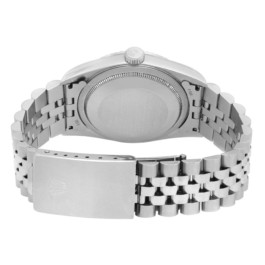 Back View Of Solid Back Case And Closed Stainless Steel Band Of Rolex 16234 Watch Pre Owned Condition
