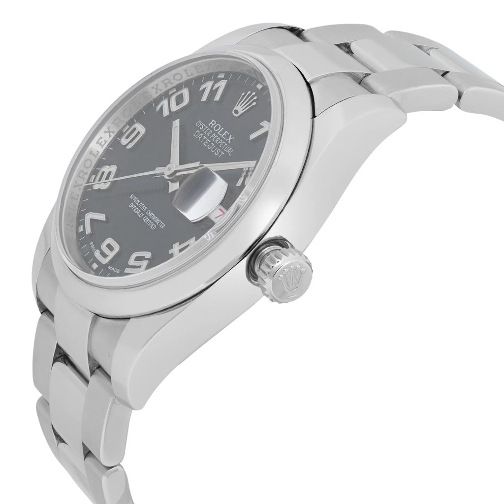 View Of Crown Facing Side Of Rolex 116200 Stainless Steel Watch Pre Owned Condition